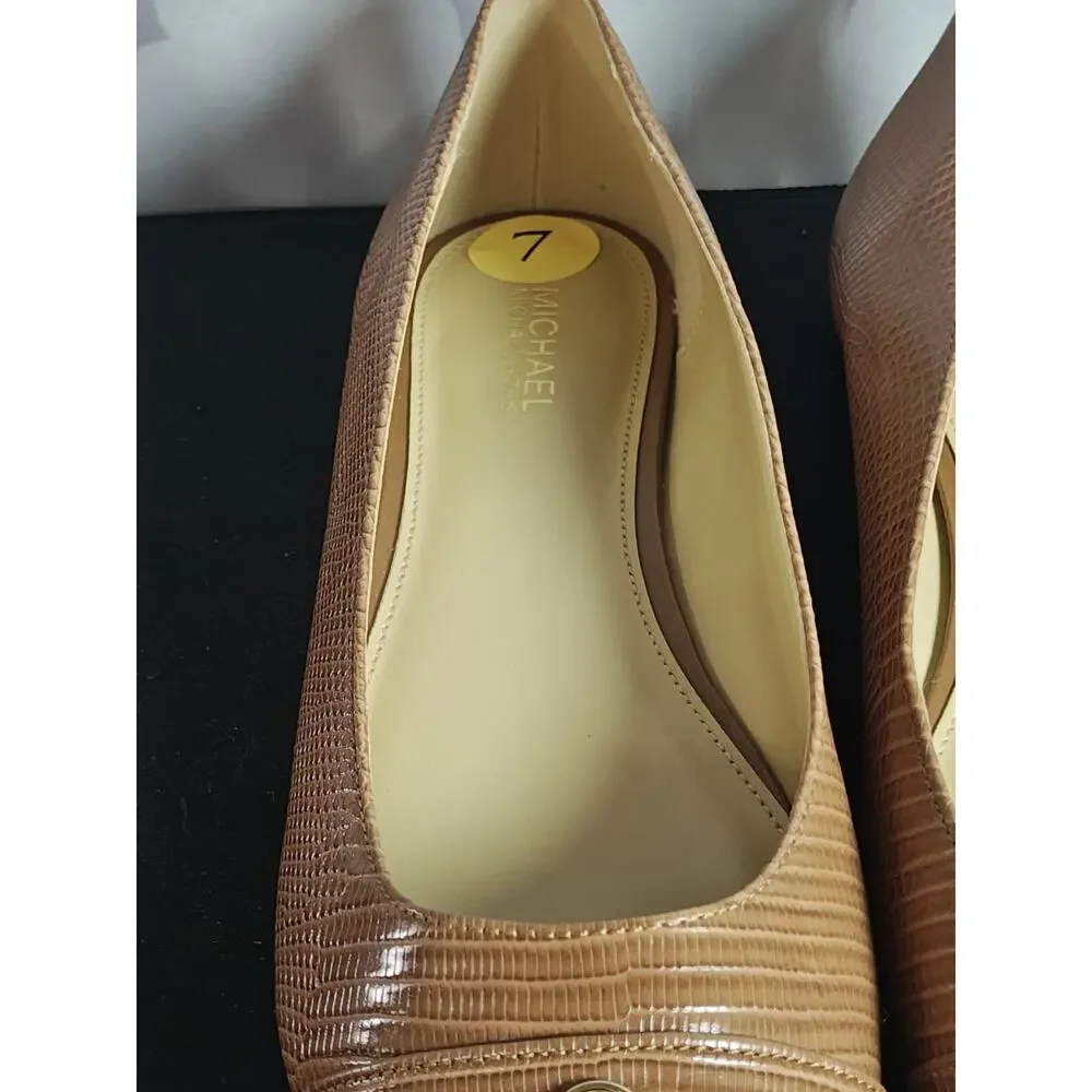 MICHAEL KORS Women's 7.5 Brown Textured Flats New